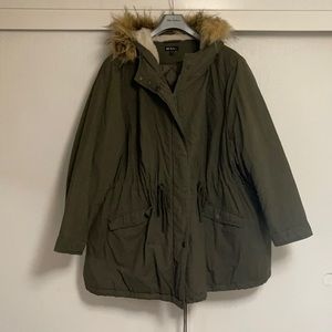 Ulla Popken quilted anorak with removable fur